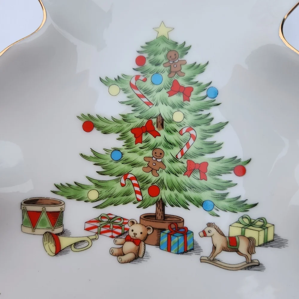 Vintage Holiday Hostess Fine China Christmas Tree Shaped Candy Dish